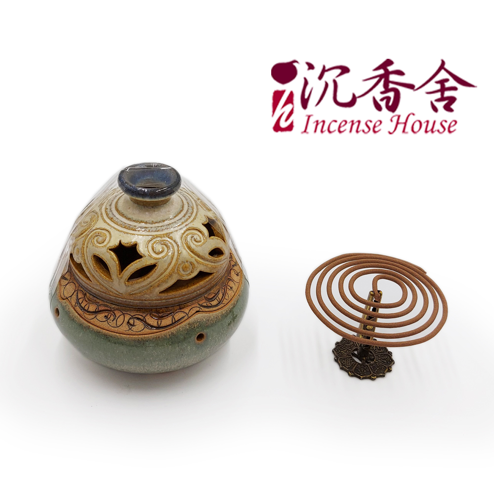 台灣鶯歌彩陶葫蘆香爐Gourd Style Ceramic Burner - With a Incense